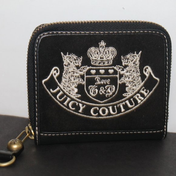 Juicy Couture Handbags - New Juicy Couture Daydreamer Velour/Leather Compact Zip Wallet Clutch